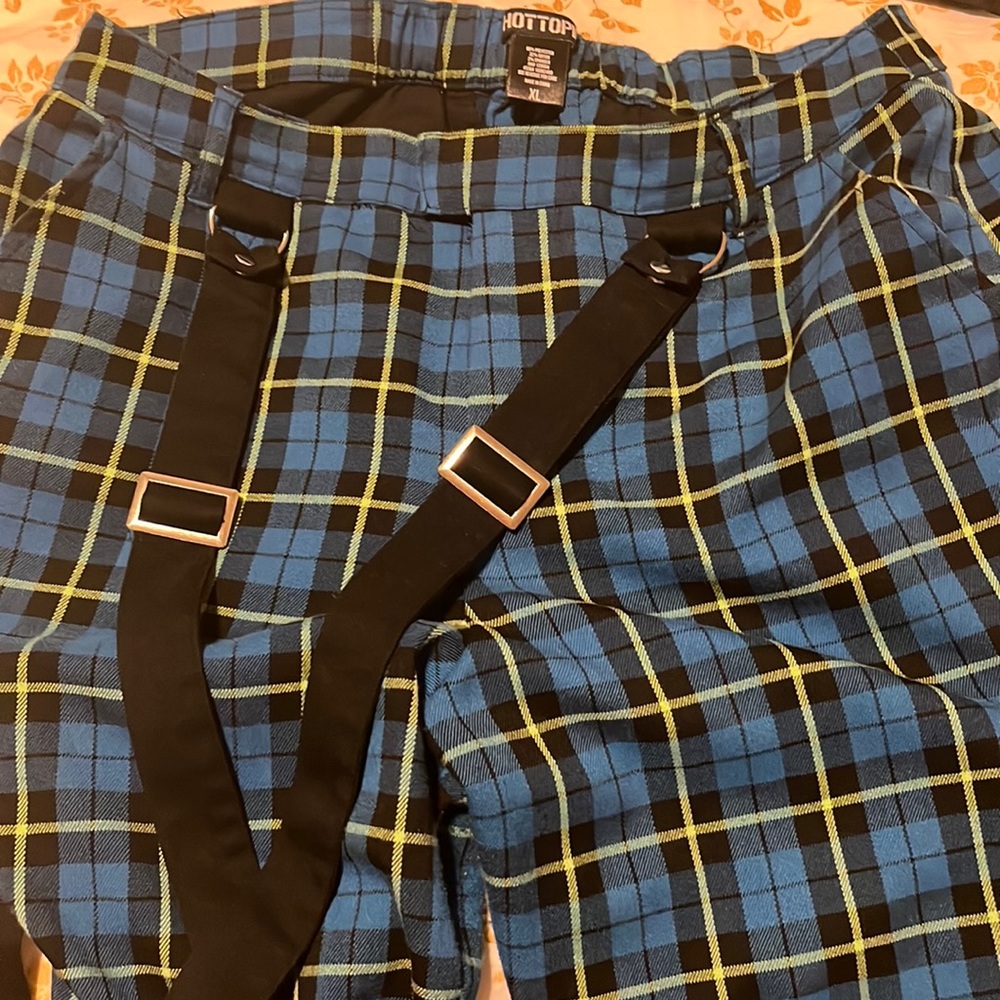 Blue Green and Black Plaid Pants w/ holster belts. Emo Punk alternative wear